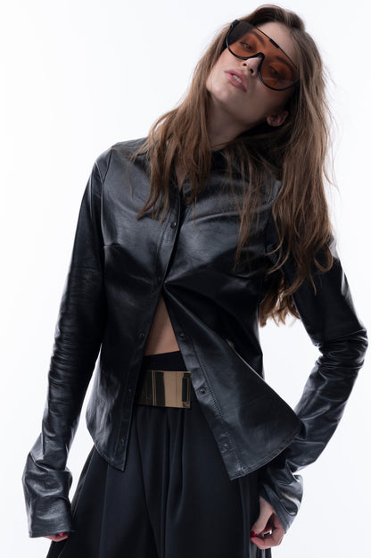 Leather Button - Up